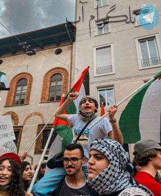 اهتزاز پرچم فلسطین در ایتالیا + عکس – تلگرام آپ